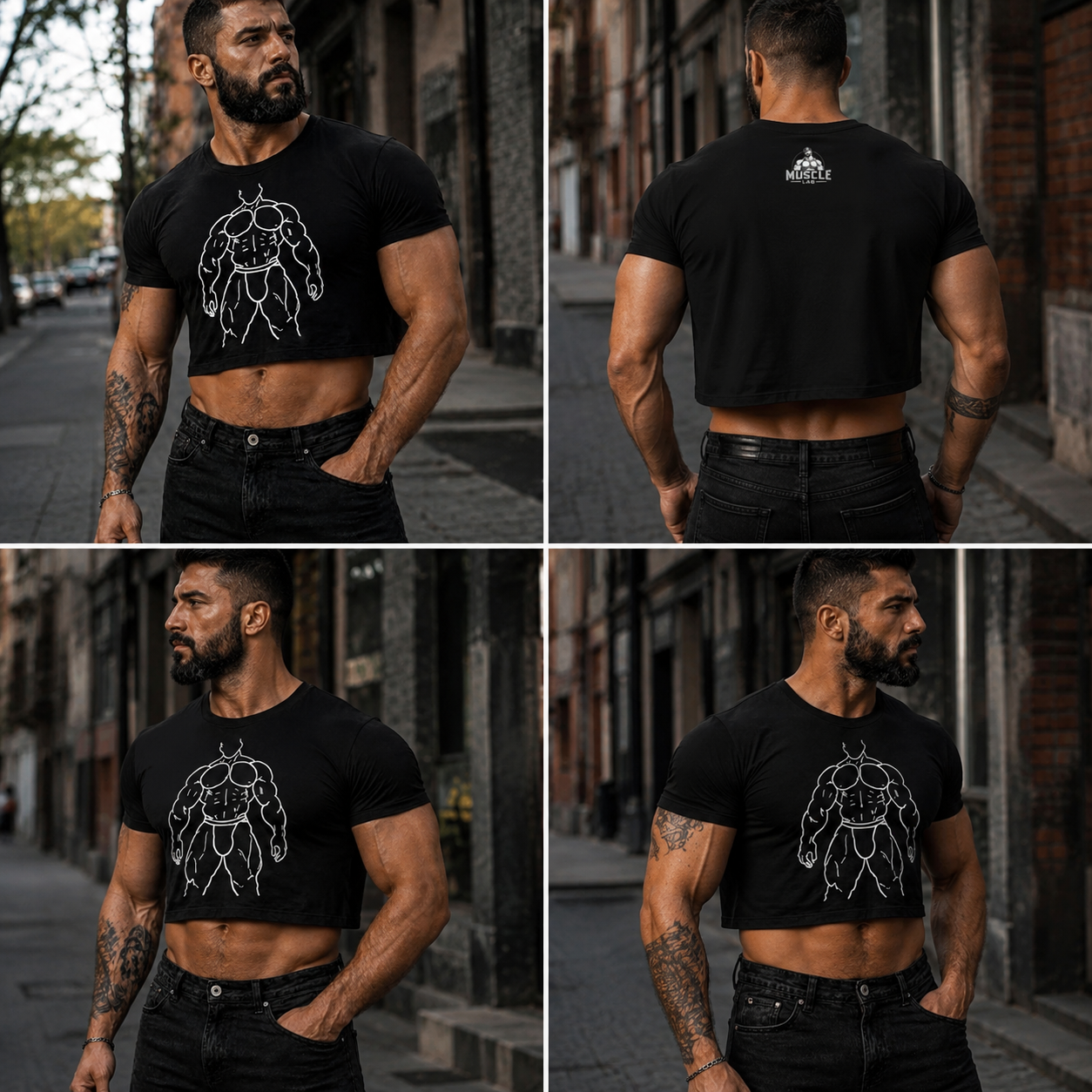Black Crop Top on-model detail view